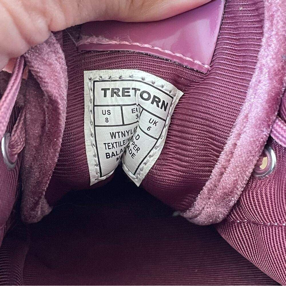 Tretorn Nylite 4 Bold Mauve Pink Crushed Velvet Platform Sneakers 8 - Picture 8 of 9